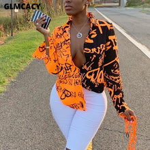 Load image into Gallery viewer, 2021 Women&#39;s Letter Printed Gradient Long Sleeve Blouse Sizes S - 2XL
