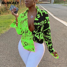 Load image into Gallery viewer, 2021 Women&#39;s Letter Printed Gradient Long Sleeve Blouse Sizes S - 2XL
