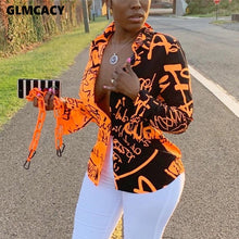 Load image into Gallery viewer, 2021 Women&#39;s Letter Printed Gradient Long Sleeve Blouse Sizes S - 2XL

