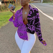 Load image into Gallery viewer, 2021 Women&#39;s Letter Printed Gradient Long Sleeve Blouse Sizes S - 2XL
