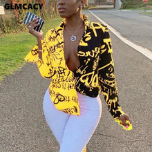 Load image into Gallery viewer, 2021 Women&#39;s Letter Printed Gradient Long Sleeve Blouse Sizes S - 2XL
