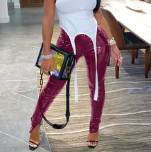Load image into Gallery viewer, 2021 Adogirl  Fall Winter Black PU Women Leather Pants Zipper Split Bottom Mid Waist Stretchy Sizes S - 2XL
