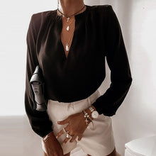 Load image into Gallery viewer, 2021 Women&#39;s Long Sleeve V-Neck Ruffle Blouse Size S
