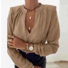 Load image into Gallery viewer, 2021 Women&#39;s Long Sleeve V-Neck Ruffle Blouse Size S
