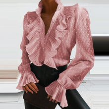 Load image into Gallery viewer, 2021 Women&#39;s Long Sleeve V-Neck Ruffle Blouse Size M
