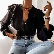 Load image into Gallery viewer, 2021 Women&#39;s Long Sleeve V-Neck Ruffle Blouse Size 3XL
