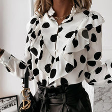 Load image into Gallery viewer, 2021 Casual Button-Up Ladies Office Top Long Sleeve Ruffle Blouse Size S

