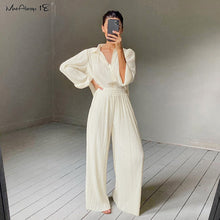 Load image into Gallery viewer, 2021 Mine Always Beige Pleated Wide Leg Pants Women&#39;s Casual Loose Trousers Office Wear Sizes S -L
