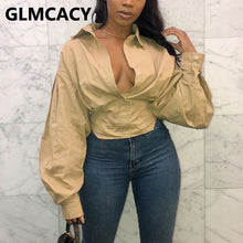 Load image into Gallery viewer, 2021 New!!! Women Long Lantern Sleeve Button Shirt Sizes S - 3XL
