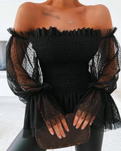 Load image into Gallery viewer, 2021 New!!! Women&#39;s Off Shoulder Blouse Mesh Flare Sleeve Sizes S - 2XL
