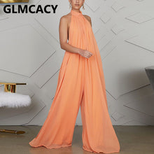 Load image into Gallery viewer, 2021 New!!! Women&#39;s Chiffon Halter Backless Loose Style Jumpsuits Sizes S - XL
