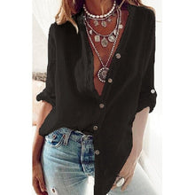 Load image into Gallery viewer, 2021 New!!! Women&#39;s Loose Fit Shirt With Rollable Sleeve V-neck Sizes  S-5XL
