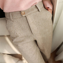 Load image into Gallery viewer, 2021 Autumn Herringbone Wool Pants Women&#39;s High Waisted Casual Suit Pants Office wear Sizes Sizes S - 3XL
