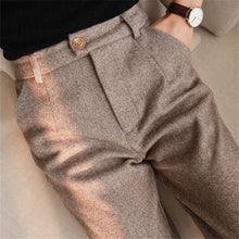 Load image into Gallery viewer, 2021 Autumn Herringbone Wool Pants Women&#39;s High Waisted Casual Suit Pants Office wear Sizes Sizes S - 3XL
