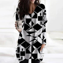 Load image into Gallery viewer, 2021 Spring Autumn Women Abstract Face Print Blouse Shirt Long Sleeve Pockets Irregular Size S

