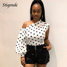 Load image into Gallery viewer, 2021 Women&#39;s Lantern Sleeve Crop Blouse One Shoulder Sizes S - XL
