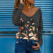 Load image into Gallery viewer, 2021 Women&#39;s  V-Neck Blouse Print Pullover Top Sizes S - 3XL
