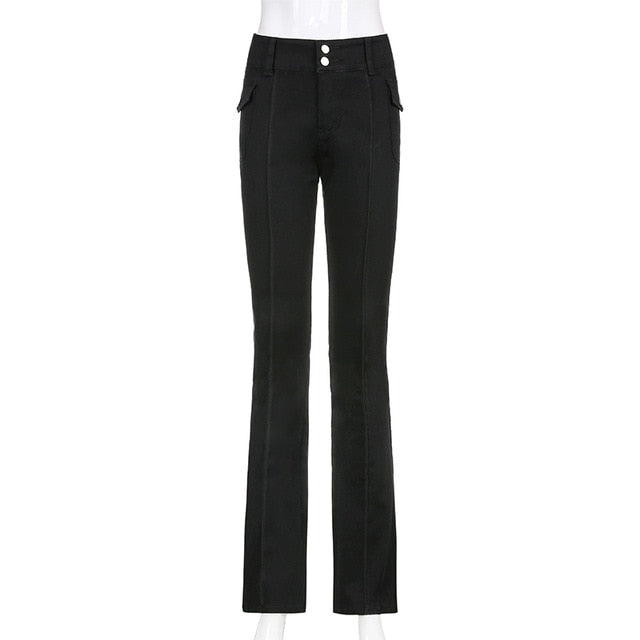 2021 ALLNeon Indie Aesthetics Slim Low Waist Flare Pants Sizes S -L