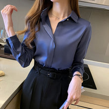 Load image into Gallery viewer, 2021 New!!! Women&#39;s Silk Shirts Long Sleeve Sizes S - 2XL
