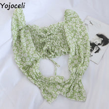 Load image into Gallery viewer, 2021 Women&#39;s Long Sleeve Ruffle Crop Top Size One Size
