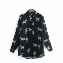 Load image into Gallery viewer, 2021 Women&#39;s Long Sleeve Zebra Print Shirt Sizes XS - L
