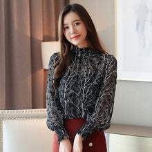 Load image into Gallery viewer, 2021 Autumn Spring Women Chiffon Blouses Casual Long Sleeve Size S - plus Size
