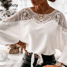 Load image into Gallery viewer, 2021 Spring Lace Crochet Blouse Shirt Fashion Women O Neck Batwing Sleeve Pullover Tops Sizes S - 2 XL
