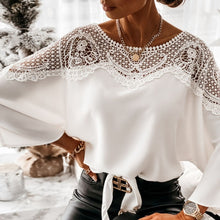 Load image into Gallery viewer, 2021 Spring Lace Crochet Blouse Shirt Fashion Women O Neck Batwing Sleeve Pullover Tops Sizes S - 2 XL
