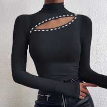 Load image into Gallery viewer, Women&#39;s Slim Hollow Out Blouse Shirt Long Sleeve Sizes S - XL

