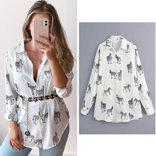 Load image into Gallery viewer, 2021 Women&#39;s Long Sleeve Zebra Print Shirt Sizes XS - L
