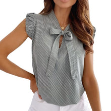 Load image into Gallery viewer, 2021 Short Sleeves Shirt Summer Bow Lace Up Polka Dot Pullover Sizes S - 2XL
