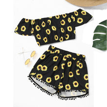 Load image into Gallery viewer, 2021 News!!! Women&#39;s Off Shoulder Sunflower Print Two-piece Swimwear Sizes S - XL

