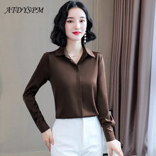 Load image into Gallery viewer, 2021 Spring Women Silk Shirt Casual Blouse  Long Sleeve Lapel Sizes M - 3XL
