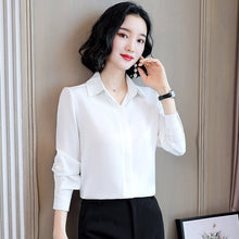 Load image into Gallery viewer, 2021 Spring Women Silk Shirt Casual Blouse  Long Sleeve Lapel Sizes M - 3XL
