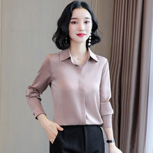 Load image into Gallery viewer, 2021 Spring Women Silk Shirt Casual Blouse  Long Sleeve Lapel Sizes M - 3XL
