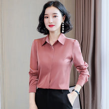 Load image into Gallery viewer, 2021 Spring Women Silk Shirt Casual Blouse  Long Sleeve Lapel Sizes M - 3XL
