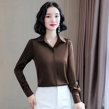 Load image into Gallery viewer, 2021 Spring Women Silk Shirt Casual Blouse  Long Sleeve Lapel Sizes M - 3XL
