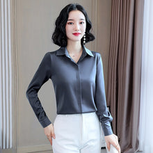 Load image into Gallery viewer, 2021 Spring Women Silk Shirt Casual Blouse  Long Sleeve Lapel Sizes M - 3XL
