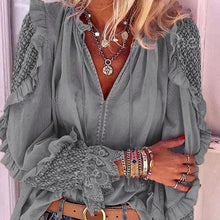 Load image into Gallery viewer, 2021 New!!! Women&#39;s V-Neck Casual Long Sleeve Shirt Sizes S - 5XL
