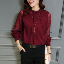 Load image into Gallery viewer, 2021 Chiffon New Women Tops Long Sleeve Sizes L -2XL
