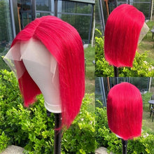 Load image into Gallery viewer, Blonde Human Hair Wig With Brown Roots 13x1 Lace Short Ombre Middle Part Lace Front Wigs Remy 180 Density Pre Plucked For Women
