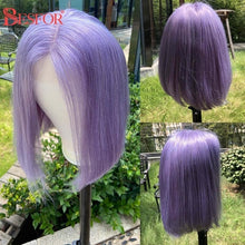 Load image into Gallery viewer, Blonde Human Hair Wig With Brown Roots 13x1 Lace Short Ombre Middle Part Lace Front Wigs Remy 180 Density Pre Plucked For Women
