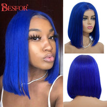 Load image into Gallery viewer, Blonde Human Hair Wig With Brown Roots 13x1 Lace Short Ombre Middle Part Lace Front Wigs Remy 180 Density Pre Plucked For Women
