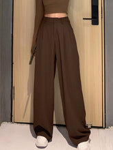 Load image into Gallery viewer, 2021 Retro Solid Color Straight Wide Leg Pants Female Spring High Waist Sizes S - XL
