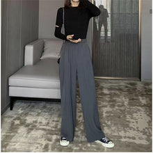 Load image into Gallery viewer, 2021 Retro Solid Color Straight Wide Leg Pants Female Spring High Waist Sizes S - XL
