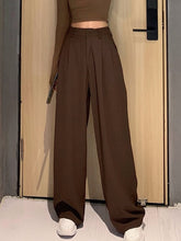 Load image into Gallery viewer, 2021 Retro Solid Color Straight Wide Leg Pants Female Spring High Waist Sizes S - XL
