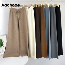Load image into Gallery viewer, 2021 Lady Solid Knit Pants Casual Joggers Loose Wide Leg Long Length Pants One Size

