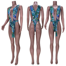 Load image into Gallery viewer, 2021 HAOYUAN Women&#39;s Leaves Print Bodycon Bodysuit Sexy Swimsuit Sizes S - 2XL
