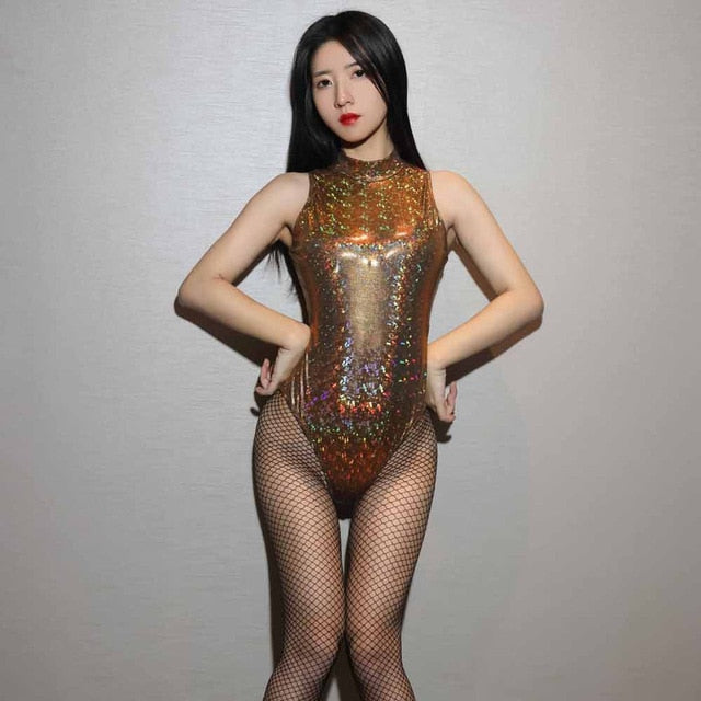 2021 Women's Catsuit Faux PU Leather High Cut Bodysuit Sizes M - L