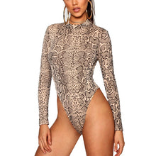 Load image into Gallery viewer, 2021 Sexy Female Snake Print One Piece Swimsuit Long Sleeve Bodysuit Swimwear Sizes S - 2XL
